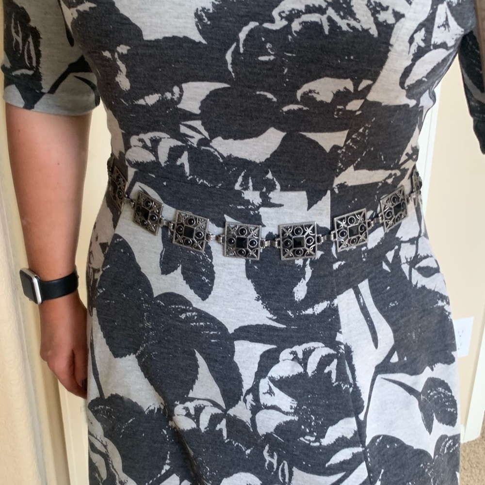 Black and silver chain belt